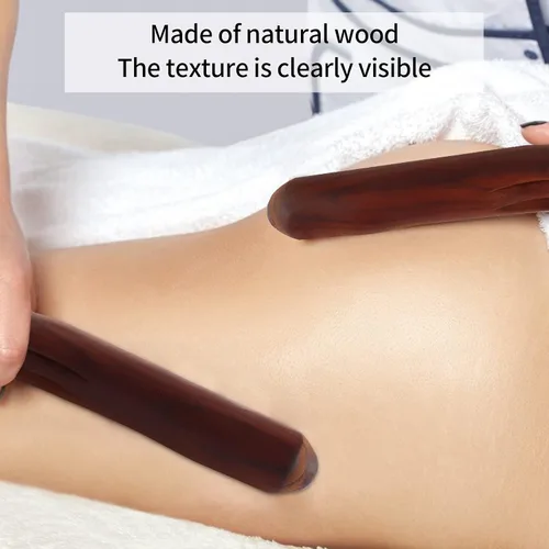 Vista 7 de Rodillo de masaje largo de madera Gua Sha, herramienta para todo tu cuerpo SPA masajeador