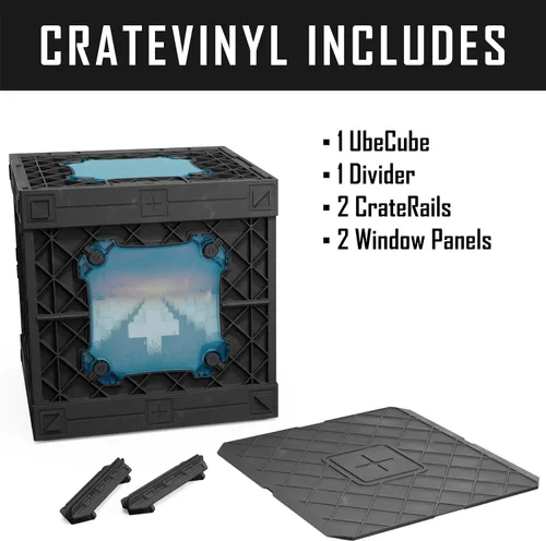 Vista 3 de CrateVinyl - Caja de almacenamiento modular para discos de vinilo para álbumes LP con divisor y 2 paneles transparentes