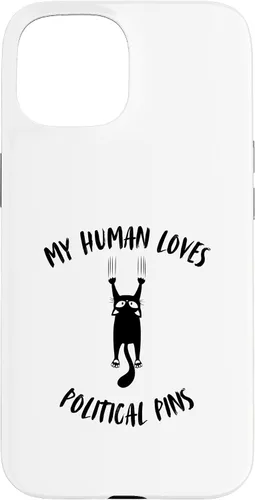 Vista 6 de iPhone 16 My Human Loves Political Pins - Cat Parent Hobby Lover Case