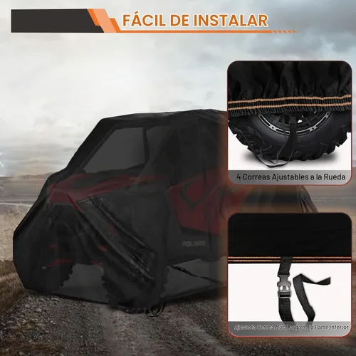Vista 3 de Cubierta UTV 4 plazas impermeable 420D resistente con cremallera al aire