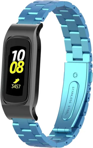 Vista 24 de Correa de reloj de metal compatible con Samsung Galaxy Fit2 SM-R220 de acero inoxidable con marco protector de caja de repuesto para Fit 2 SM-R220