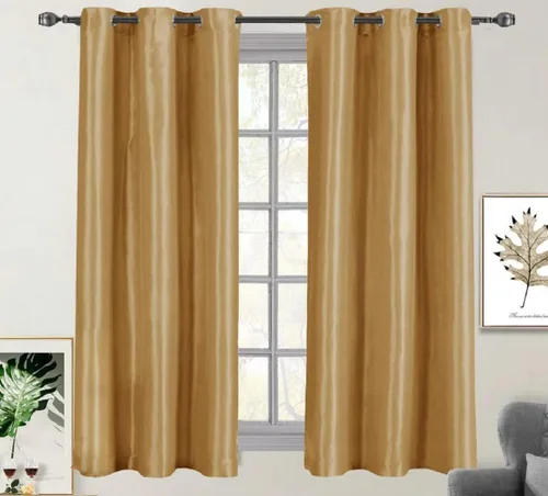 Vista 2 de Royal Tradition Cortinas opacas de 42 x 63 pulgadas, juego de 2 paneles de cortinas doradas con aislamiento térmico para oscurecer la habitación