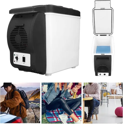 Vista 5 de Refrigerador para automóvil, mini refrigerador eléctrico de 12 V y calentador para automóvil, capacidad de 6 litros, congelador portátil