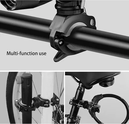 Vista 4 de Soporte de linterna de bicicleta de montaña, abrazadera de linterna LED giratoria de 360 grados, abrazadera de manillar de bicicleta abrazadera