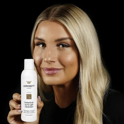 Vista 5 de LEROSETT Limpiador botánico para acné, gel espumoso para piel propensa al acné, vegano, puntos negros y grasos, 50% aloe calmante, 2% ácido