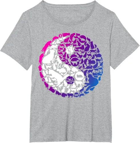 Vista 42 de Cute Kitty Cats and Zen Spirit Peace & Love Yin Yang - Camiseta de gato Negro