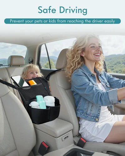 Vista 3 de FLORICH Organizador de Almacenamiento para Coche Entre Asientos, Organizador de Asiento de Cuero con Soporte para Bolso Entre Asientos, Consolas