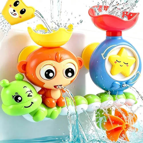 Vista 3 de Juguetes de baño para niñas para niños de 1 a 3 años, juguetes de bañera para niños pequeños, juguetes de agua de tina para bebés de 1, 2, 3 años