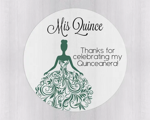 Vista 10 de Calcomanías de quinceañera de 40 quilates, membrillo Mis, español o inglés para cumpleaños número 15 (027-E-BK-C) (inglés - negro - transparente)