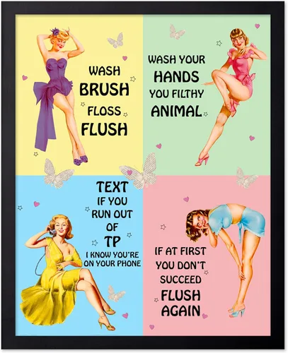 Vista 82 de Poster Master Pin Up Girl Poster - Better Late Than Ugly Print - Butterfly Art - Modern Art - Trendy Art - Gift for Men & Women - Funny Decor for