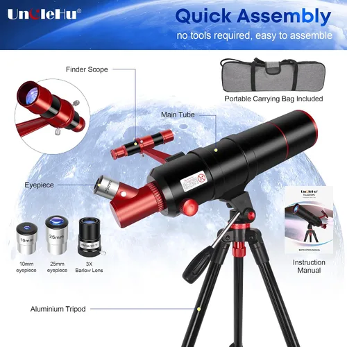 Vista 6 de UncleHu Telescope for Adults High Powered,90mm Aperture 550mm Refractor Blcak y rojo