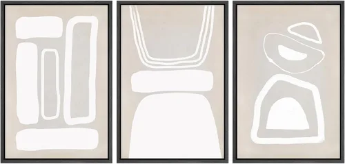 Vista 382 de SIGNWIN Lienzo enmarcado para pared, juego de arte neutro de bosque brumoso, ilustraciones en tono tierra, arte moderno, decorativo, bohemio