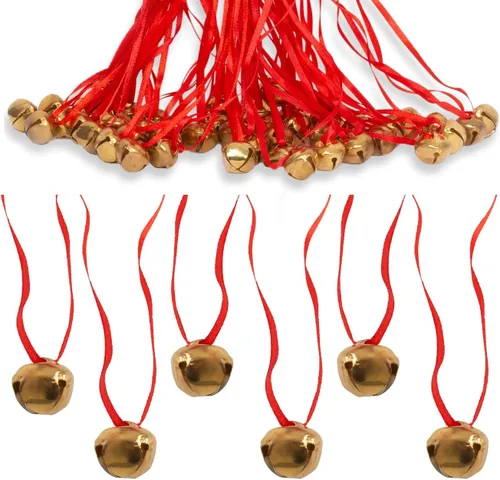 Vista 5 de Collares Jingle Bell - 48 piezas - Collares de Navidad a granel - Collares de campana de oro - Funny Party Hats