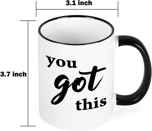 Vista 7 de YHRJWN Taza de café con texto en inglés "You Got This" para mujeres y hombres, regalos motivacionales inspiradores para mejores amigos, compañeros