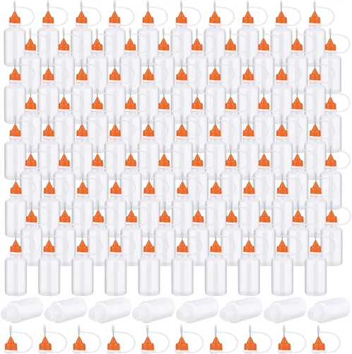 Vista 11 de Zhehao 100 unidades de 1.0 fl oz/1 oz con punta de aguja negra con pegamento para botella, aplicador de punta de precisión, botella de plástico a