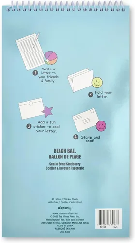 Vista 6 de iscream Seal and Send - Bloc de notas de papelería de 40 hojas con sellos, pelotas de playa 40 Pack, Cute Design, Spiral Bound, Large 10.5" x