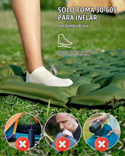 Vista 3 de Almohadilla de dormir de camping AKSOUL: Colchón de aire autoinflable ultraligero y compacto, almohadilla inflable ligera conectable con bomba