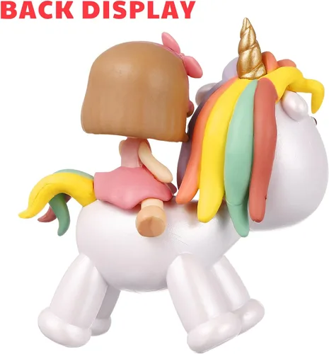 Vista 5 de Toyvian Decoración de pastel de unicornio de dibujos animados, figura de resina, decoración de pastel de unicornio para niña, decoración de fiesta