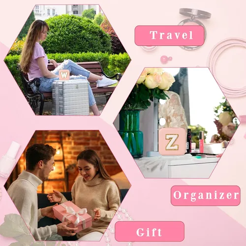 Vista 6 de ChezMax Joyero de viaje, organizador de joyas, caja de joyería pequeña, joyero personalizado, accesorios de viaje para mujeres y niñas, organizador