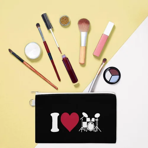 Vista 6 de I Love Drums Small Coin Purse Cute Canvas Coin Case Wallet Bag Change Purse Pouch for Women Men