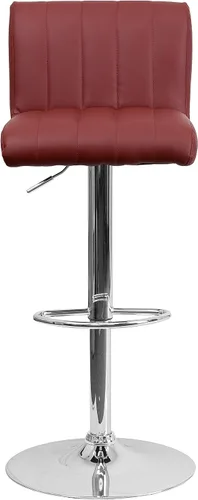 Vista 14 de Flash Furniture Taburete de bar de altura ajustable de vinilo acolchado gris contemporáneo con brazos y base cromada