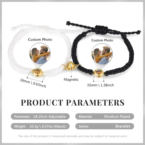 Vista 2 de Pulseras personalizadas con imagen en el interior, pulseras a juego personalizadas para parejas, pulseras de proyección de fotos, regalos de San