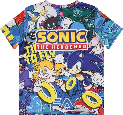 Vista 2 de SEGA Camiseta Sonic The Hedgehog para niños con sonic colas y nudillos The Hedgehog Trio camiseta