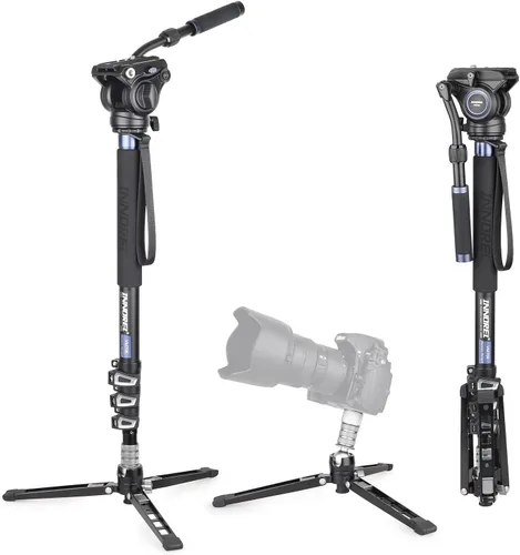 Vista 10 de VM70CK Kit de monopie de fibra de carbono - VM70CK Profesional Cabeza de fluido hidráulico Monopod extraíble Soporte de trípode de viaje