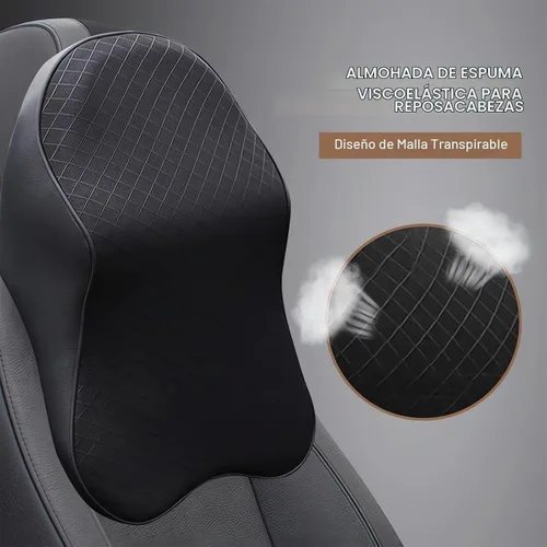 Vista 5 de Cojines para reposacabezas de asiento de automóvil, almohada ergonómica de espuma viscoelástica 3D para el cuello del auto con funda extraíble Negro