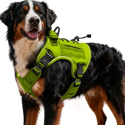 Vista 104 de Arnés táctico para perros grandes, chaleco reflectante ajustable sin tirones con sistema Molle, control de grado militar K9 para entrenamiento