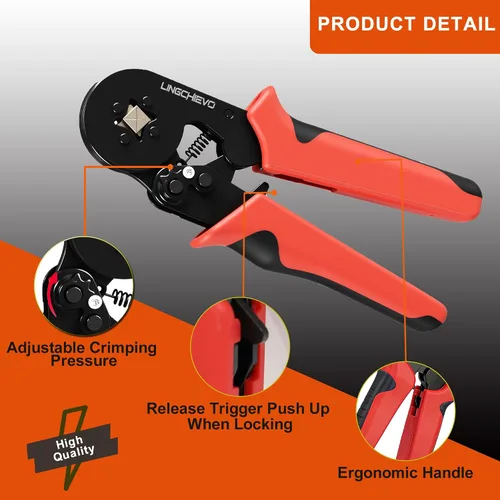 Vista 2 de AWG 23-7 Kit de herramientas de crimpado de virola con 1800 conectores, alicates de trinquete autoajustables para terminales de extremo y anillo