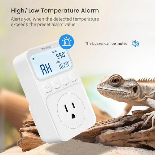 Vista 6 de INKBIRD Termostato digital Salida Controlador de temperatura Toma de corriente Control de calefacción/enfriamiento 1200W 10A Pantalla retroiluminada