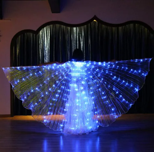 Vista 2 de Alas LED Isis Glow Light Up Disfraces LED Performance Carnaval Capa para EDC Azul