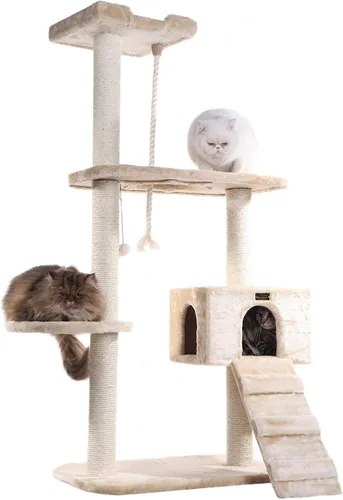 Vista 12 de árbol de gato muebles condo Armarkat, altura 50 pulgadas a 60 pulgadas, Beige