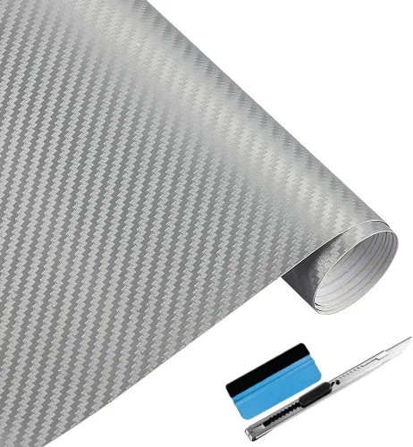 Vista 22 de LZLRUN Envoltura de vinilo de fibra de carbono 5D - Calificada para uso al aire libre y en automóviles - 1 pie x 5 pies Incluye espátula y aplicador