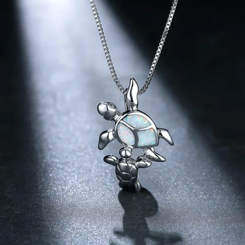 Vista 3 de Vanel Collar de tortuga, collar de plata de ley 925 con ópalo de tortuga marina para mujer, joyería de ópalo, regalo de tortuga marina para mamá