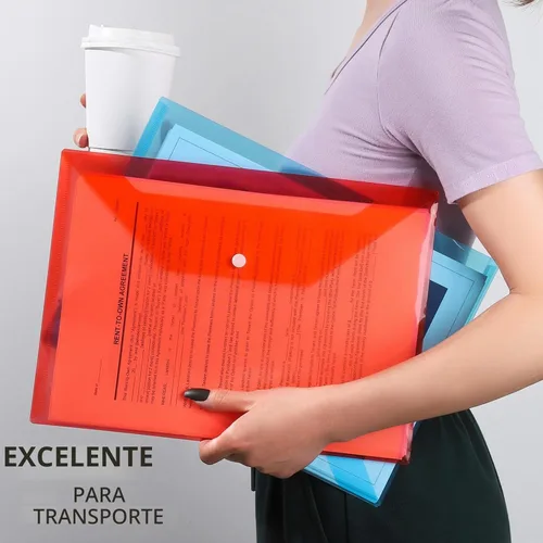 Vista 6 de LEOBRO Carpetas de archivos de plástico para documentos, 4 carpetas de archivos, sobres de plástico de tamaño A4 con cierre a presión, sobres