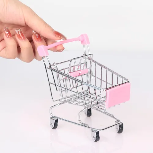 Vista 11 de Carrito de compras mini, carrito de mano de supermercado, carrito de almacenamiento mini para supermercado, juguete decorativo para almacenamiento