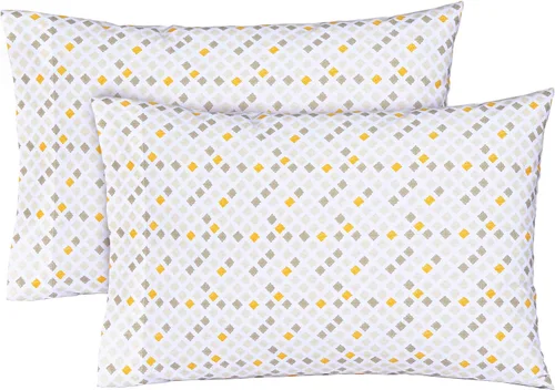 Vista 21 de Feather & Stitch - Fundas de almohada 100% algodón de 2 piezas tamaño Queen, 300TC fundas de almohada ultra suaves con cierre de sobre, resistentes