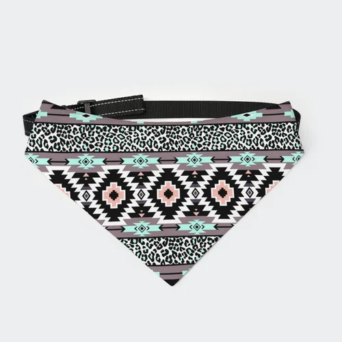 Vista 6 de Pañuelos para perros con hebilla ajustable para mascotas, diseño de nativos americanos, bufanda triangular lavable, tres tamaños