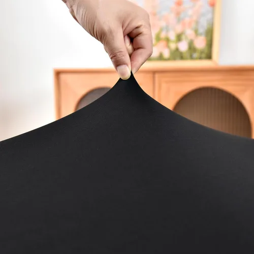 Vista 3 de Mantel Negro Ajustado con Elástico para Mesas Cuadradas de 34x34 Pulgadas Plegables, Fundas de Mesa de Cartón Lavables, Telas Elásticas de Spandex