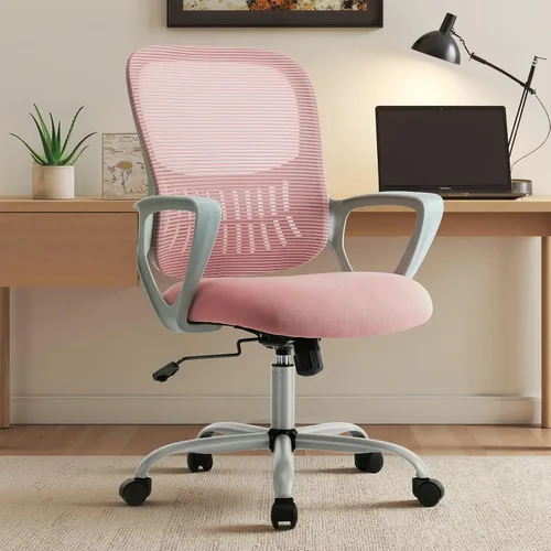 Vista 13 de Sweetcrispy Silla ejecutiva de gestión de oficina en casa, silla ergonómica de malla ajustable giratoria de escritorio para computadora con soporte