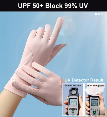 Vista 2 de SUJAYU Guantes de protección UV ultra finos para mujer, protección solar UPF para pantalla táctil transpirable