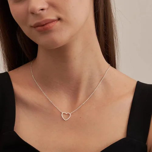 Vista 3 de Tewiky - Lindo collar de corazón, collar gargantilla con colgante de corazón de oro de 14 quilates, collar de cadena de corazón abierto de oro