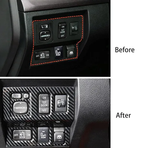 Vista 2 de MICROCK Cubierta del interruptor de control izquierdo de la consola central para Toyota Tundra Crewmax, doble cabina 2014-2021, fibra de carbono