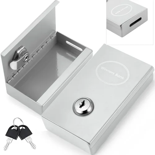 Vista 15 de Reallnaive 1 Paquete Caja de Metal para Apostadores Tamaño de Bolsillo Banco Ganador Caja de Dinero de Casino con 2 Llaves Caja Fuerte Portátil