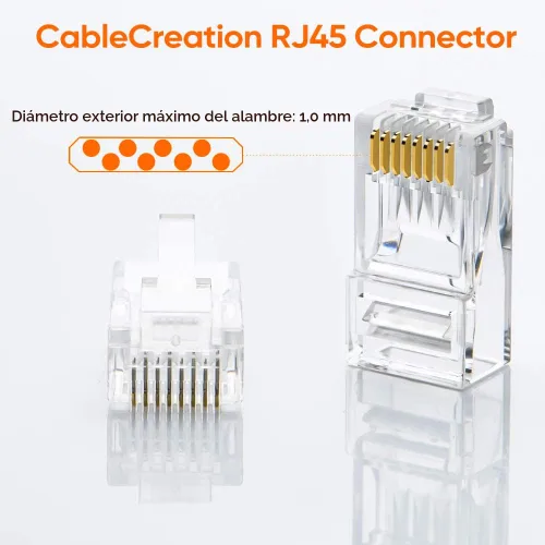 Vista 5 de CableCreation Conectores RJ45 Cat6, paquete de 10 extremos RJ45 Cat6, cable