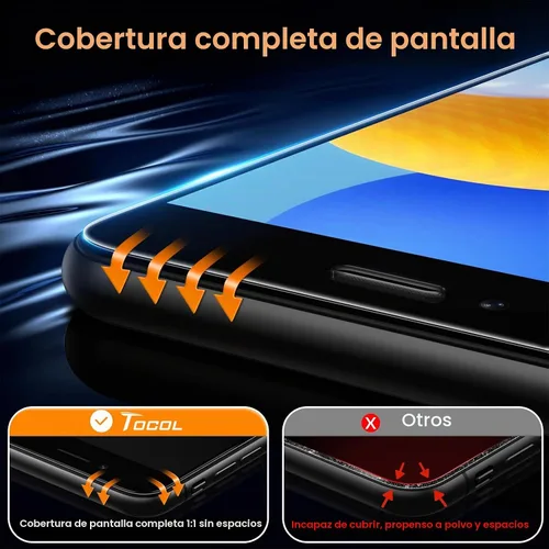 Vista 5 de TOCOL - 2 unidades de protector de pantalla para iPhone SE 3/2 (Edición 2022/2020), iPhone 8/7, iPhone 6s/6 de 4.7 pulgadas, instalación instantánea