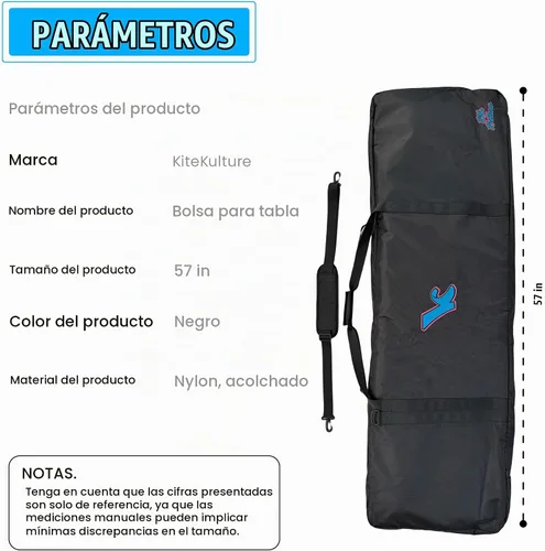 Vista 4 de Bolsa de viaje acolchada para kitesurf, se adapta hasta 57.1 in, capacidad para 2 tablas o 1 tabla + 2 cometas