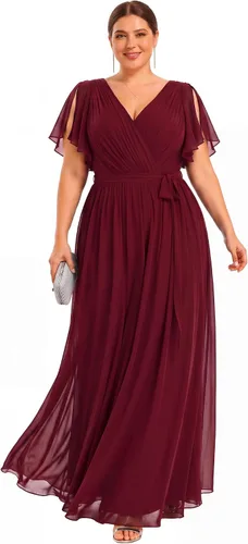 Vista 21 de Ever-Pretty Plus Vestidos de dama de honor formales de gasa para mujer Negro